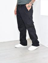 Calça cargo masculina com elastano e cordão na cintura preta