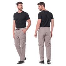 Calça Cargo Masculina Sarja Larga Cintura Elastico Skate Bolsos Laterais