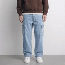 Calça Cargo Masculina Sarja Larga Streetwear Militar Tatico com Bolsos Laterais Calça Cargo Masculina Sarja Larga Streetwear Militar Tatico com Bolsos Laterais