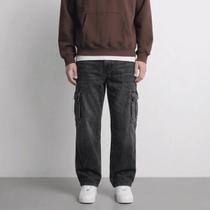 Calça Cargo Masculina Sarja Larga Streetwear Militar Tatico com Bolsos Laterais Calça Cargo Masculina Sarja Larga Streetwear Militar Tatico com Bolsos Laterais