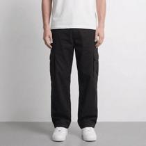 Calça Cargo Masculina Sarja Larga Streetwear Militar Tatico com Bolsos Laterais