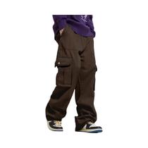 Calça Cargo Masculina Solta Com Perna Reta Casual Para Trabalho Ao Ar Livre E Caminhada
