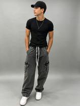 Calça cargo meninos adolescentes cinza grafite do 10 ao 16 calça balao folgada reta streewear Calça cargo meninos adolescentes cinza grafite do 10 ao 16 calça balao folgada reta streewear