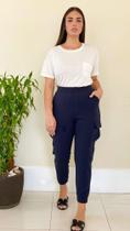 Calça Cargo Moletom - Cor Azul Escuro