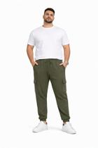 Calça Cargo Moletom Plus Size Verde Diametro com Bolsos Laterais