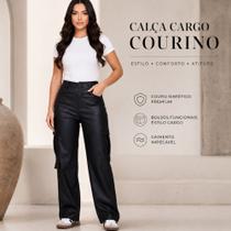 Calça Cargo Pantalona Feminina com Modelagem Wide Leg Confortável