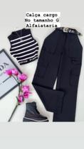 Calça cargo preta alfaiataria