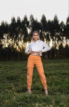 Calça cargo sarja laranja