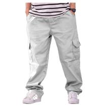 Calça Cargo Sarja, Moda Unissex, Skate E Casual 4 Bolsos COR BRANCO Calça Cargo Sarja, Moda Unissex, Skate E Casual 4 Bolsos COR BRANCO