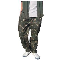 Calça cargo Sarja Skate Casual Masculino Feminino Camuflado M ao Plus Size