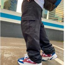 Calça cargo sarja skate preto (unissex)