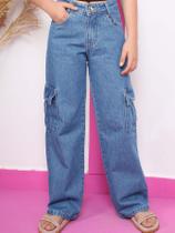 Calça cargo wid leg infantil juvenil pantalona 10 ao 16 Calça cargo wid leg infantil juvenil pantalona 10 ao 16