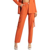 Calça Cargo Wide Leg Microfibra Cintura Alta Bana Bana