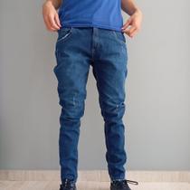 Calça Casual Jeans Croppd C/ Pluidos Nos Bolsos