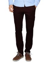 Calça Casual Masculina Slim Tapered Stretch Vinho