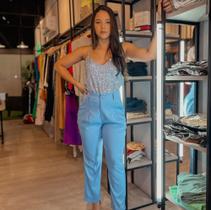 Calça ceroura de alfaiataria azul tamanho P
