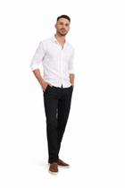 Calça Chino Cropped Masculina Preta Sarja Stretch Moderna
