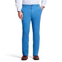 Calça chino IZOD Saltwater Stretch Flat-Front para homens, azul, 30 L x 32 L