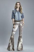 Calça Chiquérrima Flare Estampa Exclusiva Luleg Super Elegante Veste 40/42 - Vida Fashion Boutique