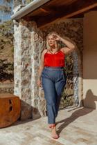 Calça cintura alta clochard