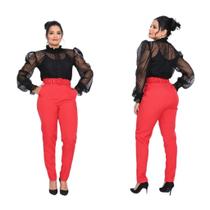Calça Cintura Alta com Cinto Modelo Social Alfaiataria