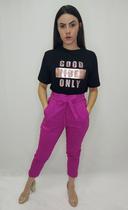 Calça Cintura Alta com Laço