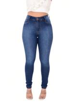 Calça classica jeans feminina com levanta bubum new vintage corrosão