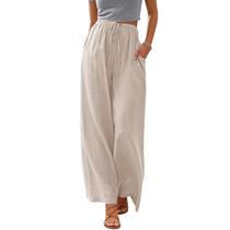 Calça Cobiako de linho, modelagem ampla estilo palazzo, com bolsos M Calça Cobiako de linho, modelagem ampla estilo palazzo, com bolsos M