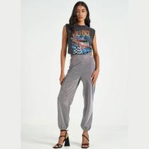 Calça Colcci Jogger Com Cut Outs Metalizada Chumbo Calça Colcci Jogger Com Cut Outs Metalizada Chumbo