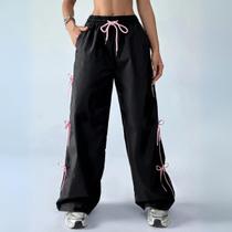 Calça com laços e bolsos nas laterais Estilo Coquette