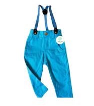 Calça com Suspensório Azul Claro PP 1 Ano