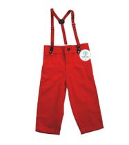 Calça com Suspensório Vermelho Tam.M (3-4 Anos)