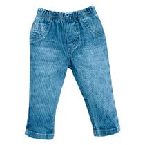 Calça Comprida Bebê Menino Jeans Azul Escuro Liso Upi Uli