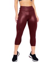 Calça Corsario Cirrê Brilho Molhado material sintético Cós Alto Conforto Total