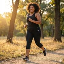 Calça Corsário Feminina Estilo do Corpo Plus Size Powerfit Preta