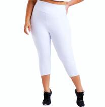 Calça Corsário Plus Zise Branca Grossa Cintura Alta Calça Corsário Plus Zise Branca Grossa Cintura Alta