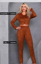 calça cós altos Suede marrom Karina Rabello