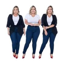 Calça Cotton Dins Plus Size Cós Alto Modelador Para Gordinhas - Wild