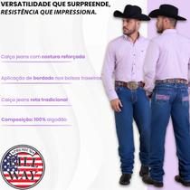Calça Country Bordada Masculina Balao Algodao Grosso Bill Way