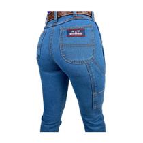 Calça Country Feminina jeans Carpinteira Os Boiadeiros Destroyer Flare Ref: 592 Calça Country Feminina jeans Carpinteira Os Boiadeiros Destroyer Flare Ref: 592