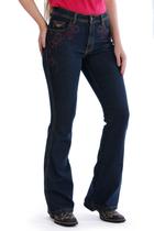 Calça Country Feminina Jeans Escuro Flare Pedraria - Rodeo Farm