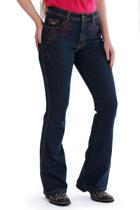Calça Country Feminina Jeans Escuro Flare Pedraria - Rodeo Farm Calça Country Feminina Jeans Escuro Flare Pedraria - Rodeo Farm