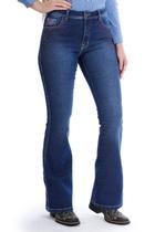 Calça Country Feminina Jeans Flare Pedraria Pink - Rodeo Farm Calça Country Feminina Jeans Flare Pedraria Pink - Rodeo Farm
