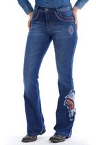 Calça Country Feminina Jeans Flare PLUS SIZE Bordado Cocar - Rodeo Farm