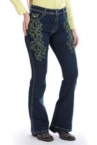 Calça Country Feminina Jeans Flare PLUS SIZE Pedraria Verde - Rodeo Farm Calça Country Feminina Jeans Flare PLUS SIZE Pedraria Verde - Rodeo Farm