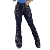 Calça Country Feminina Jeans Flare Strass Furtacor Amaciado - Rodeo Farm