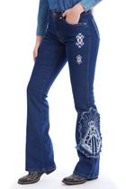 Calça Country Feminina Jeans Nossa Senhora Aparecida - Rodeo Farm Calça Country Feminina Jeans Nossa Senhora Aparecida - Rodeo Farm
