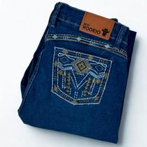 Calça Country Feminina Plus Size Bordada Jeans Grosso Flare
