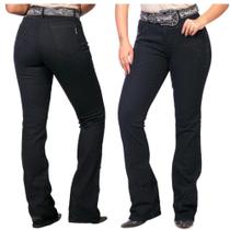Calça Country Feminina Radade De Lycra Black Strass Cowgirl Boiadeira - Ref. 00590