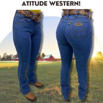 Calça Country Feminina Terra de Rodeio Flare Delavê Cowgirl Boiadeira